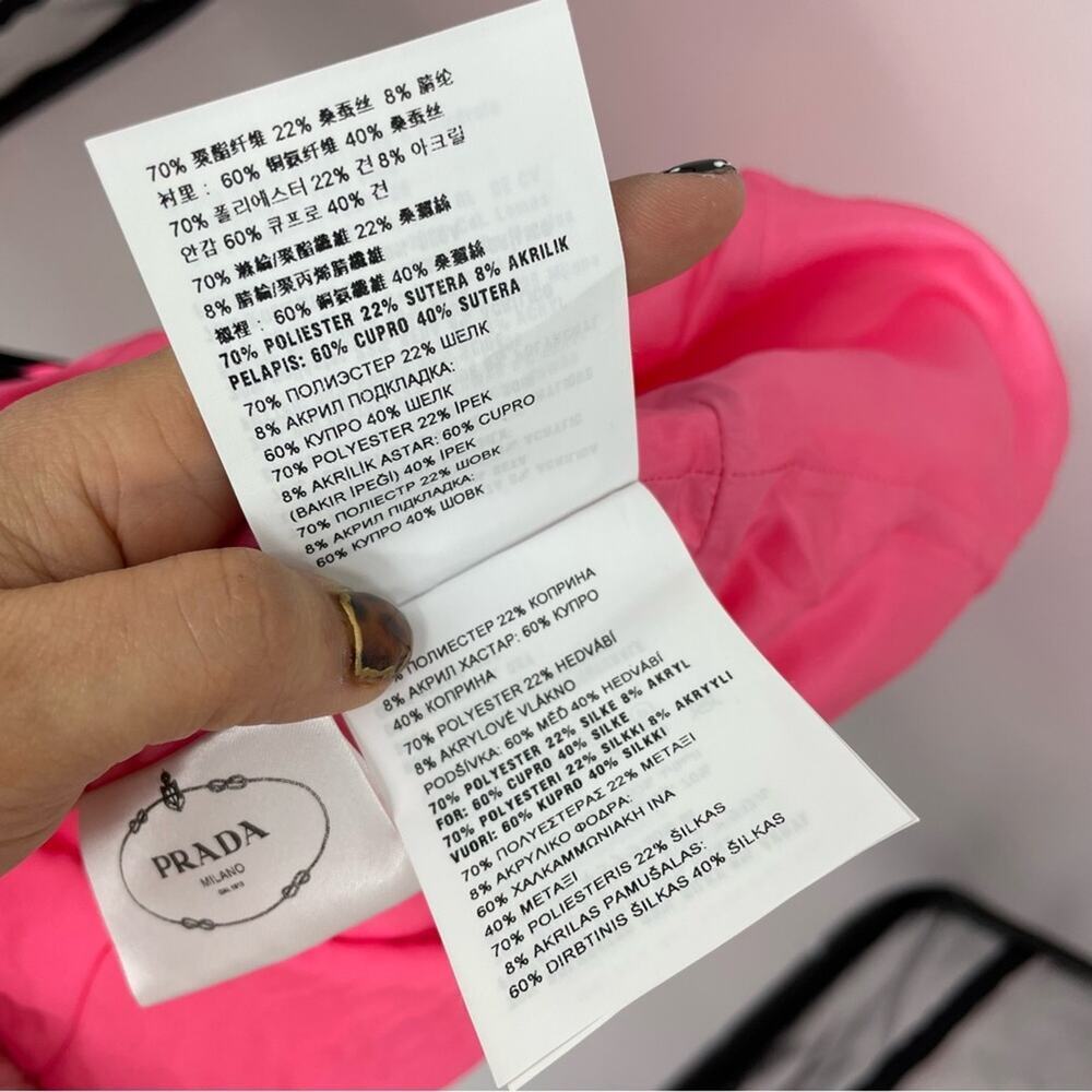 PRADA V-Neck Sleeveless A-Line Textured Dress in Neon Pink - Picture 7 of 7